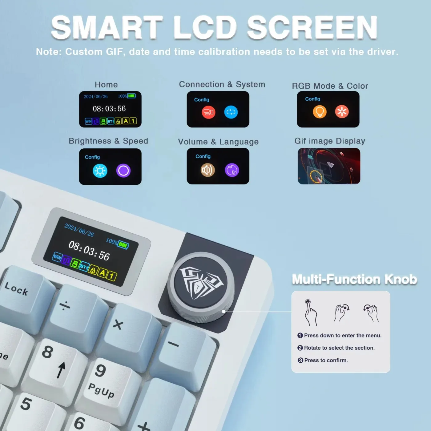Perifericos Teclado Inalambrico Aula S98 Pro White + Blue Switch Star Vector Gamer Mecanico BT