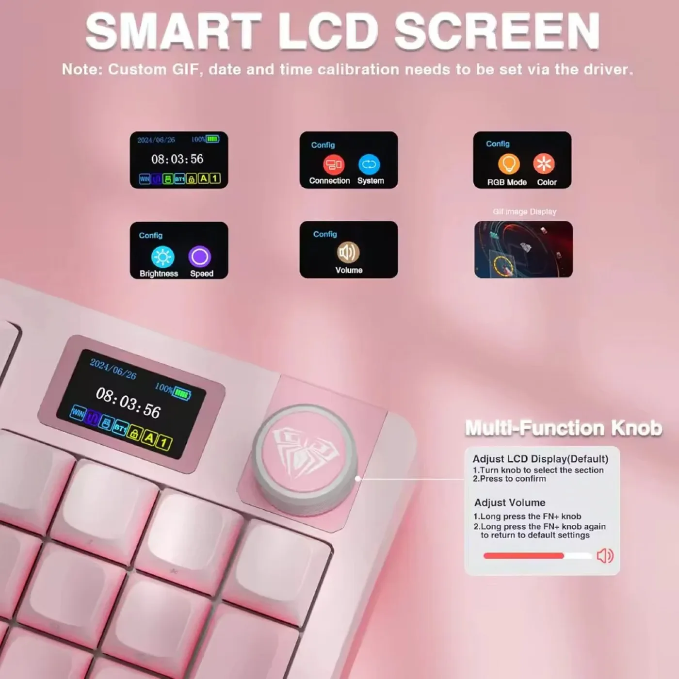 Perifericos Teclado Inalambrico Aula S98 Pro Pink Degrade Switch Strawberry Gamer Mecanico BT