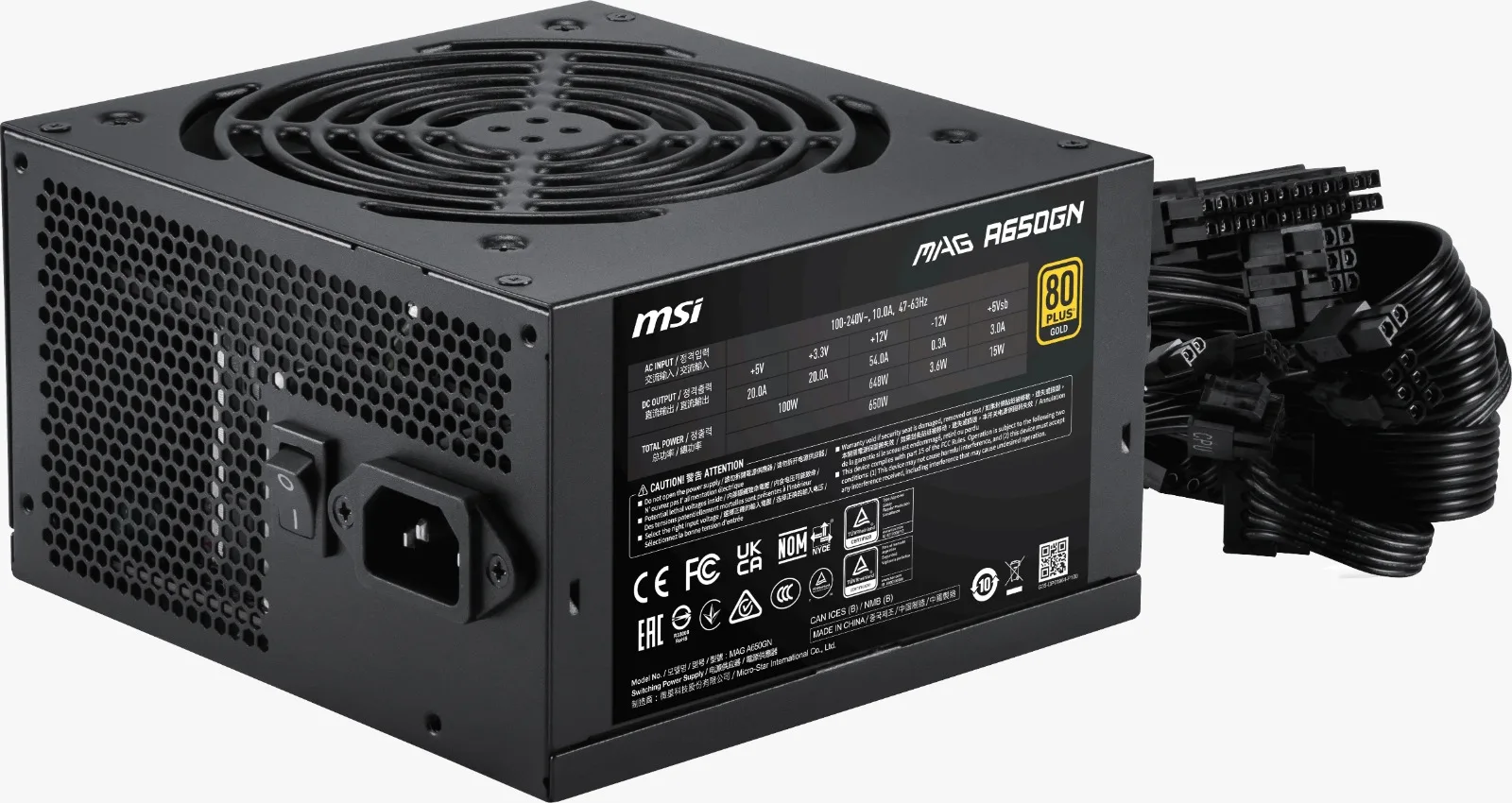 Fuente Certificada MSI 650W 80 Plus Gold MAG A650GN II