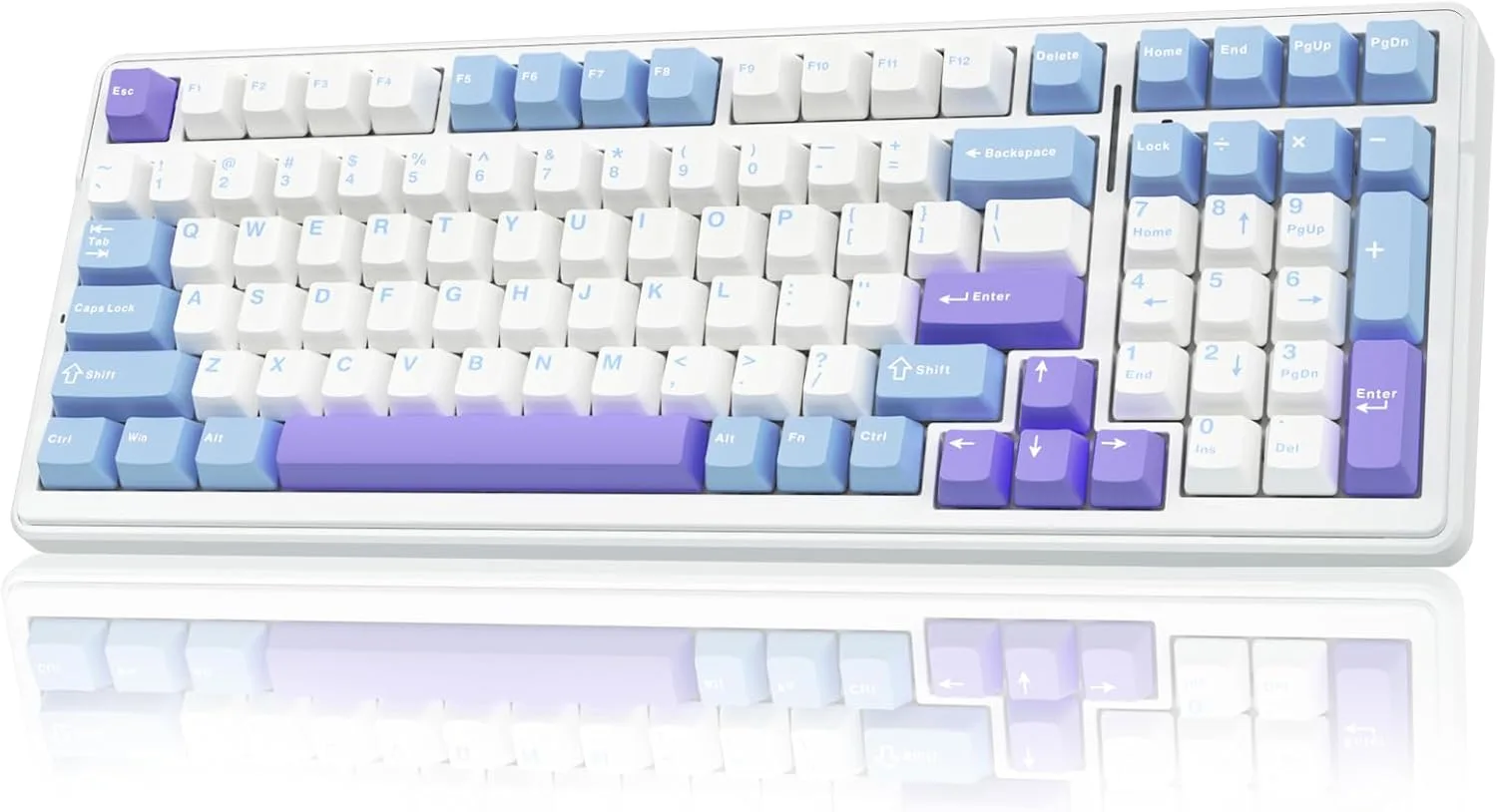 Perifericos Teclado Inalambrico Aula F99 White Blue Purple Switch GrayWood Gamer Mecanico BT