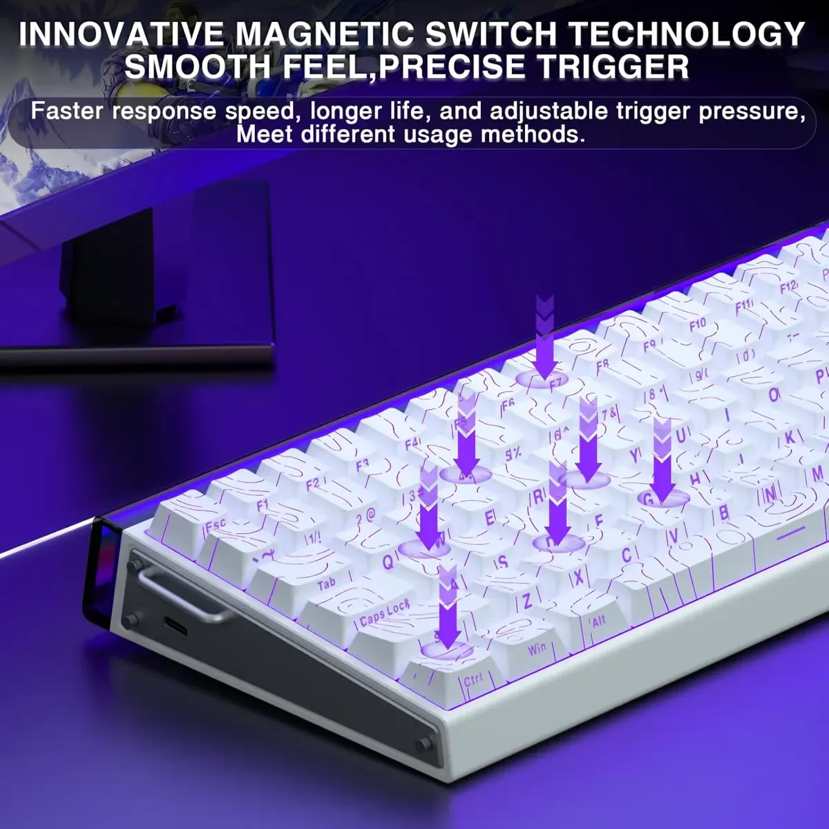Perifericos Teclado USB Aula Hero 84HE White + Black Switch King Gamer Magnetico