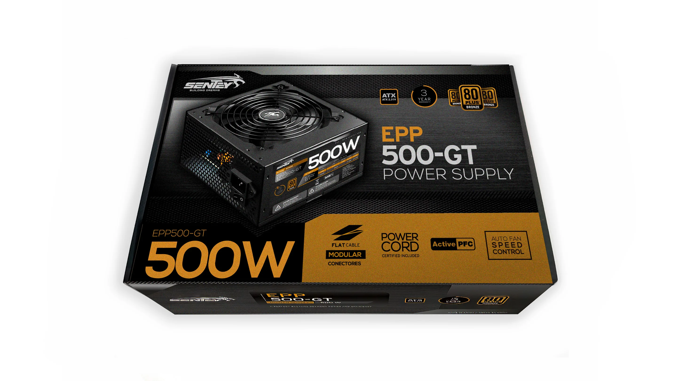 Fuente Certificada Sentey 500W 80 Plus Bronze EPP500-GT
