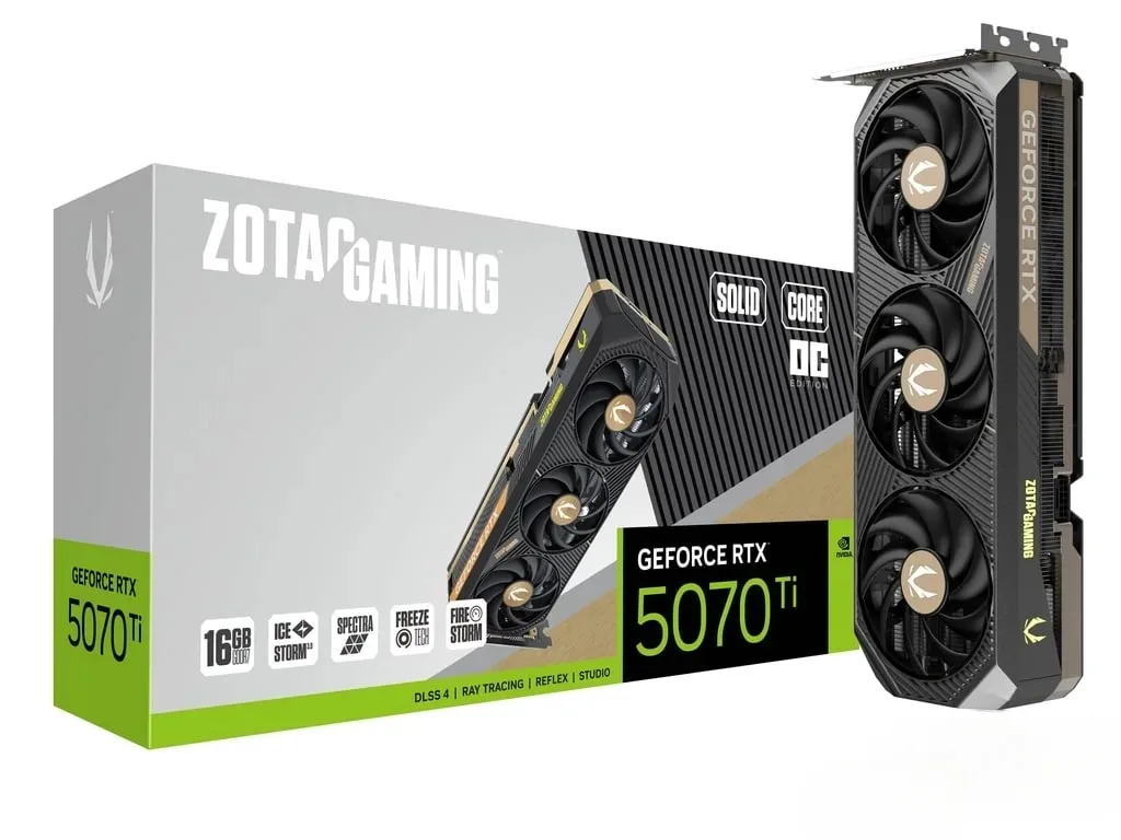 Placa De Video Nvidia Geforce Zotac RTX 5070 Ti Solid 16GB OC