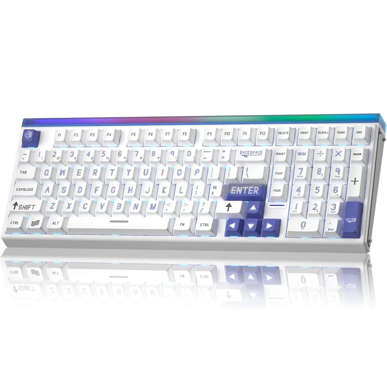 Perifericos Teclado USB Aula Hero 99 White + Purple RGB Switch Wing Chun Gamer Magnetico
