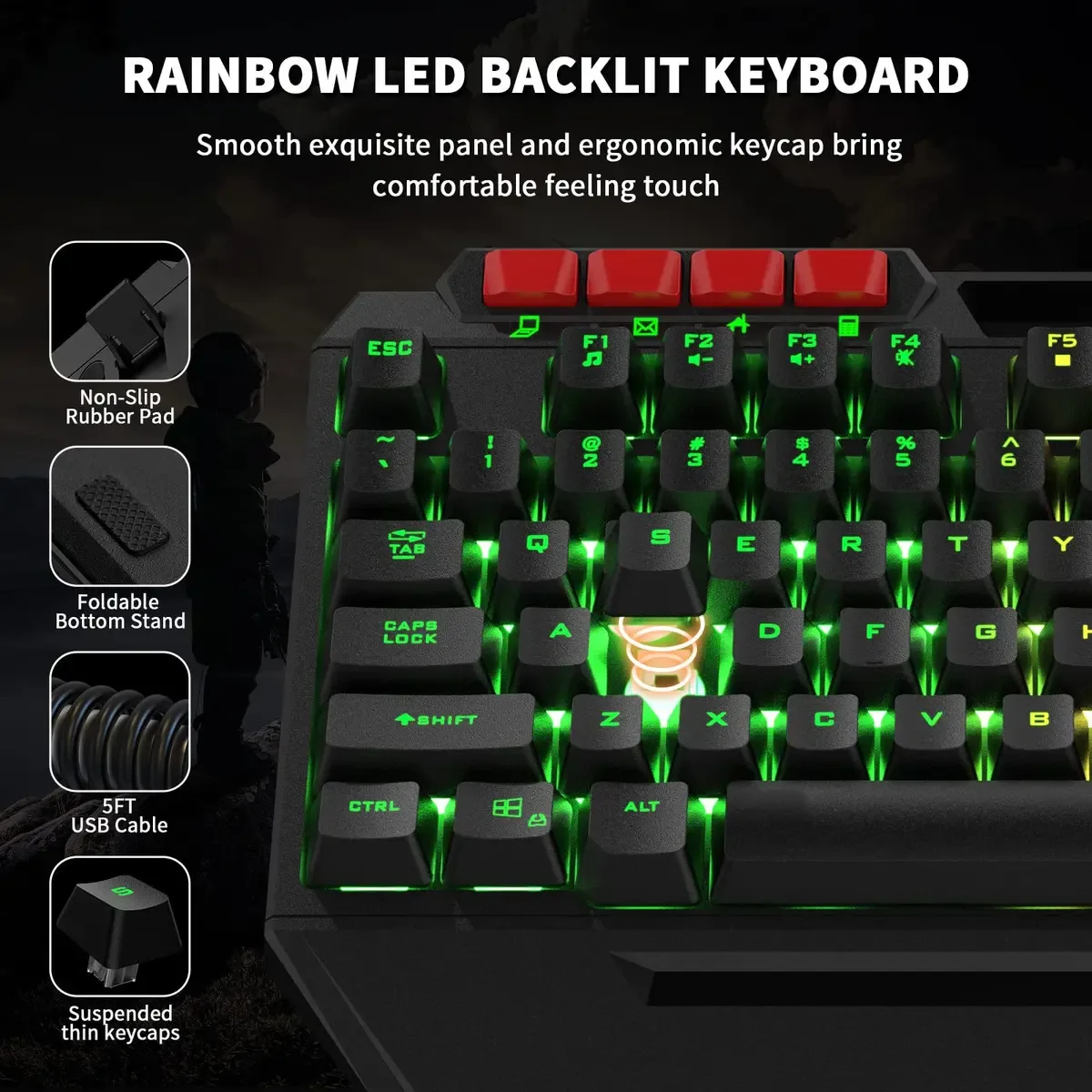 Perifericos Kit Gamer Aula 4 En 1 Tec/Mouse/Pad/Auri T650