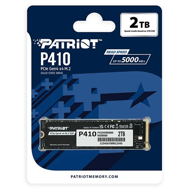 Almacenamiento Disco Solido SSD NVMe Patriot 2TB P410 PCIe 4.0 M.2 P410P2TBM28H