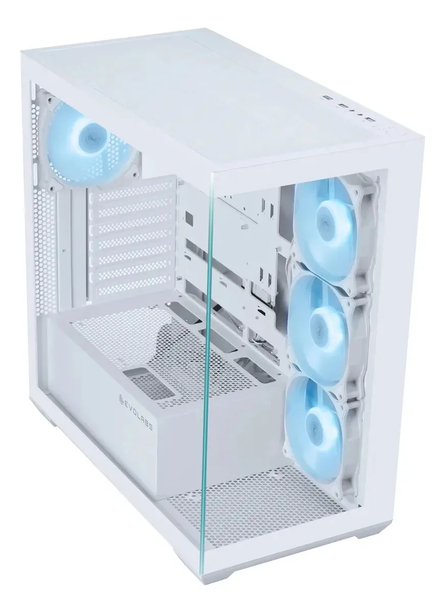 Gabinete Gamer Evolabs Progression X4 Fan ARGB White EVO-305AW