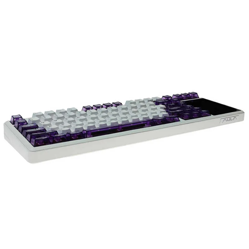 Perifericos Teclado Inalambrico Aula L99 C/Pantalla Semi-transparent Purple+White Switch Raindrop Gamer Mecanico BT