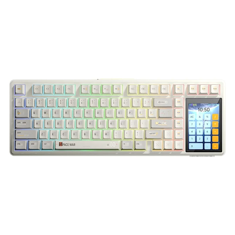 Perifericos Teclado Inalambrico Aula L99 C/Pantalla Milk Coffee Switch Caramel Latte Gamer Mecanico BT