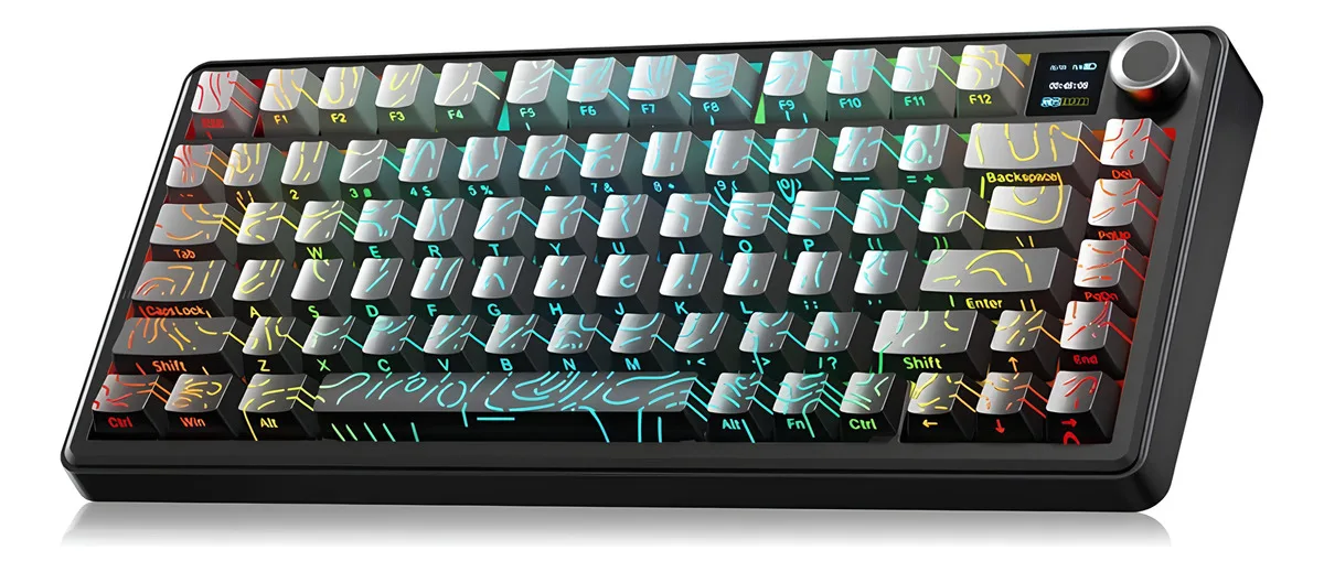 Perifericos Teclado Inalambrico Aula F75 Max Gradient Grey + Contour Line Switch Mecanico BT Gamer