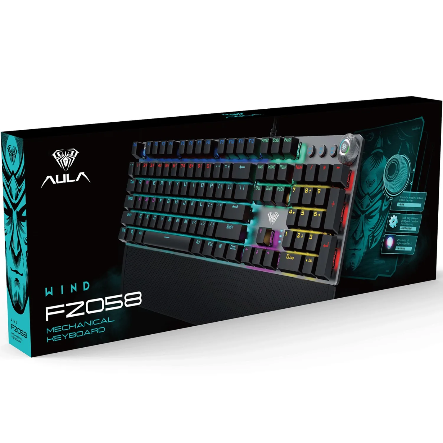 Perifericos Teclado USB Aula F2058 Gray + Black Switch Blue Mecanico Gamer