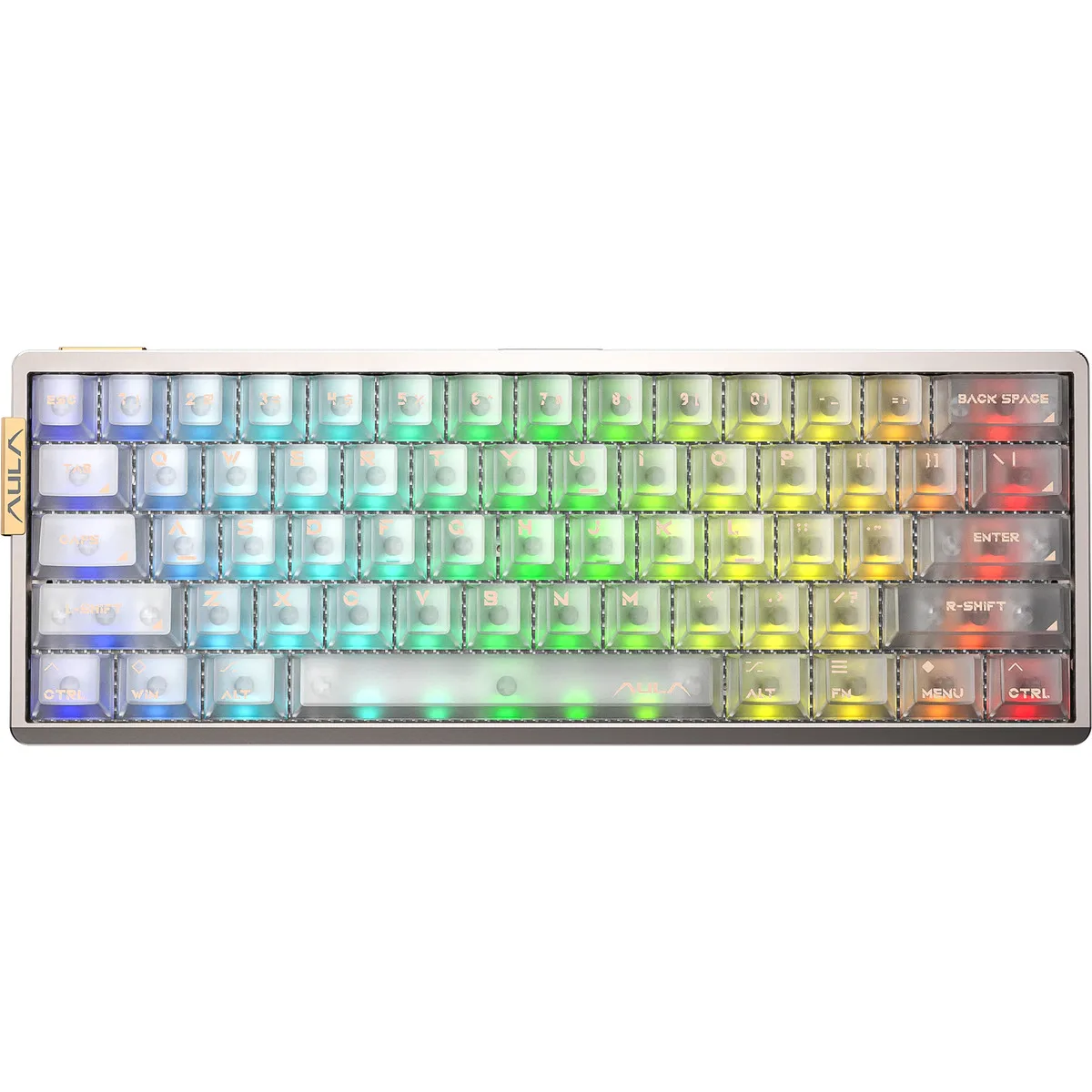 Perifericos Teclado USB Aula AG60 Warm Silver + White Frosted Switch Snowglow Magnetico Gamer