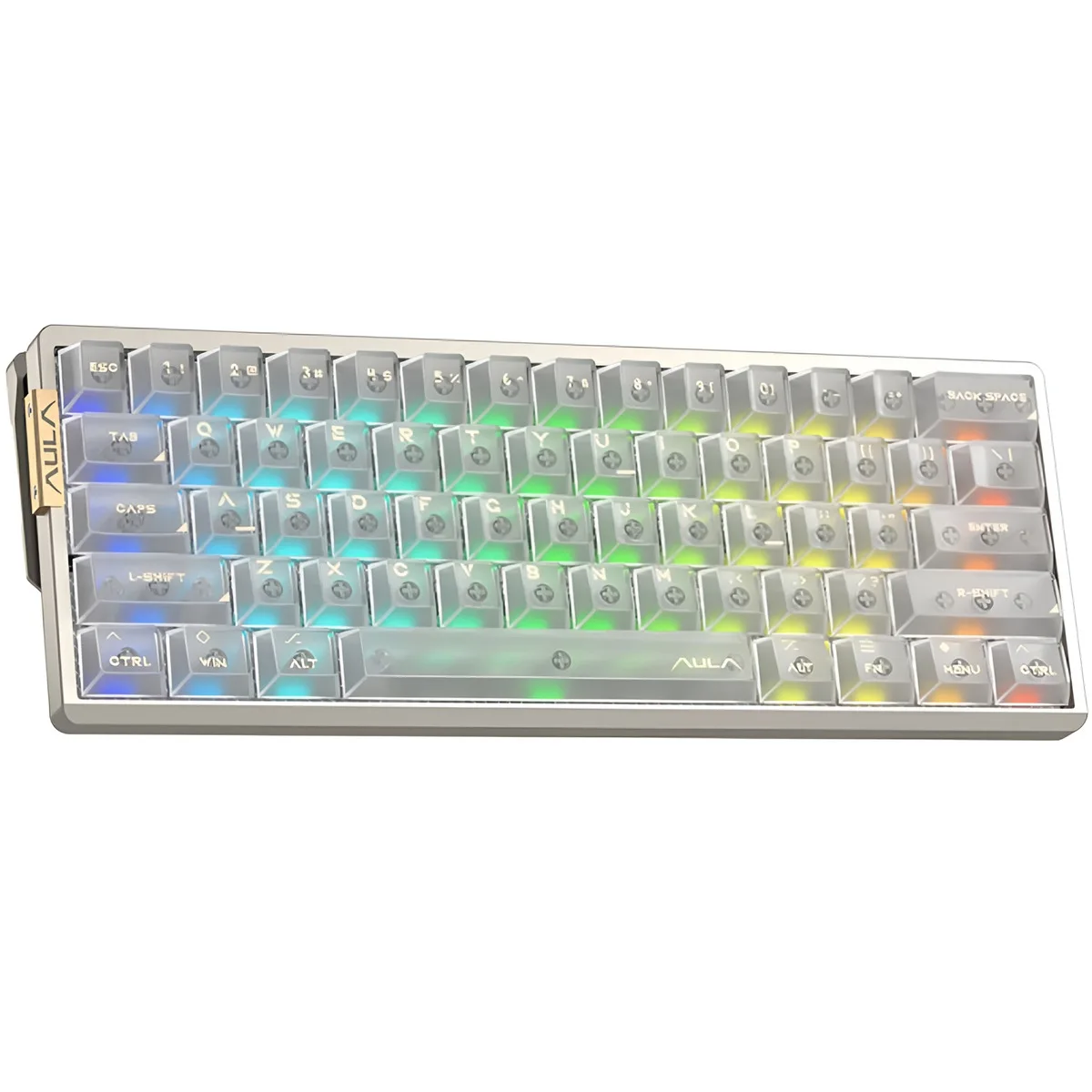 Perifericos Teclado USB Aula AG60 Warm Silver + White Frosted Switch Snowglow Magnetico Gamer