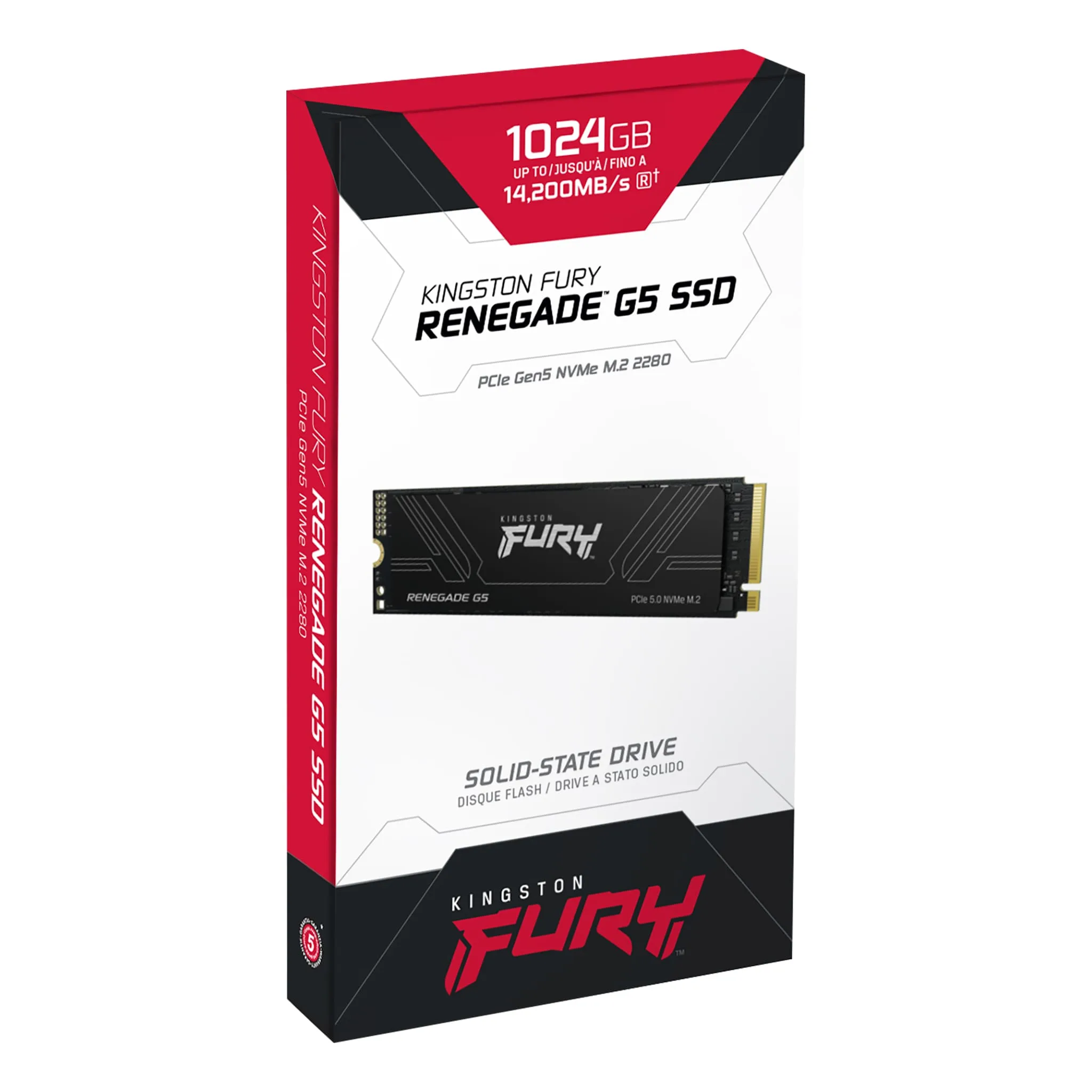Almacenamiento Disco Solido SSD NVMe Kingston 1TB Fury Renegade Gen5 PCIe 5.0 M.2 SFYR2S/1T0