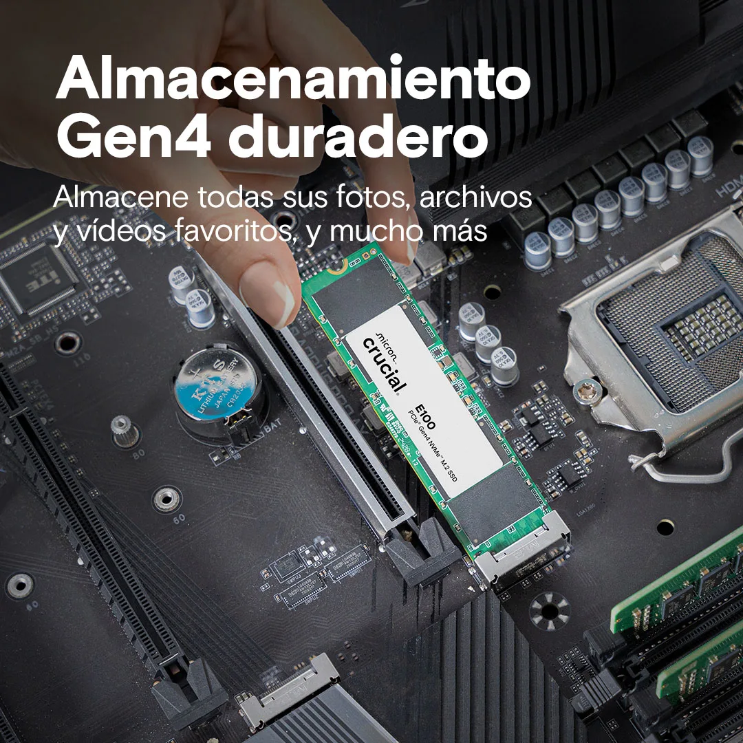 Almacenamiento Disco Solido SSD NVMe Crucial 2TB E100 PCIe 4.0 M.2 CT2000E100SSD8