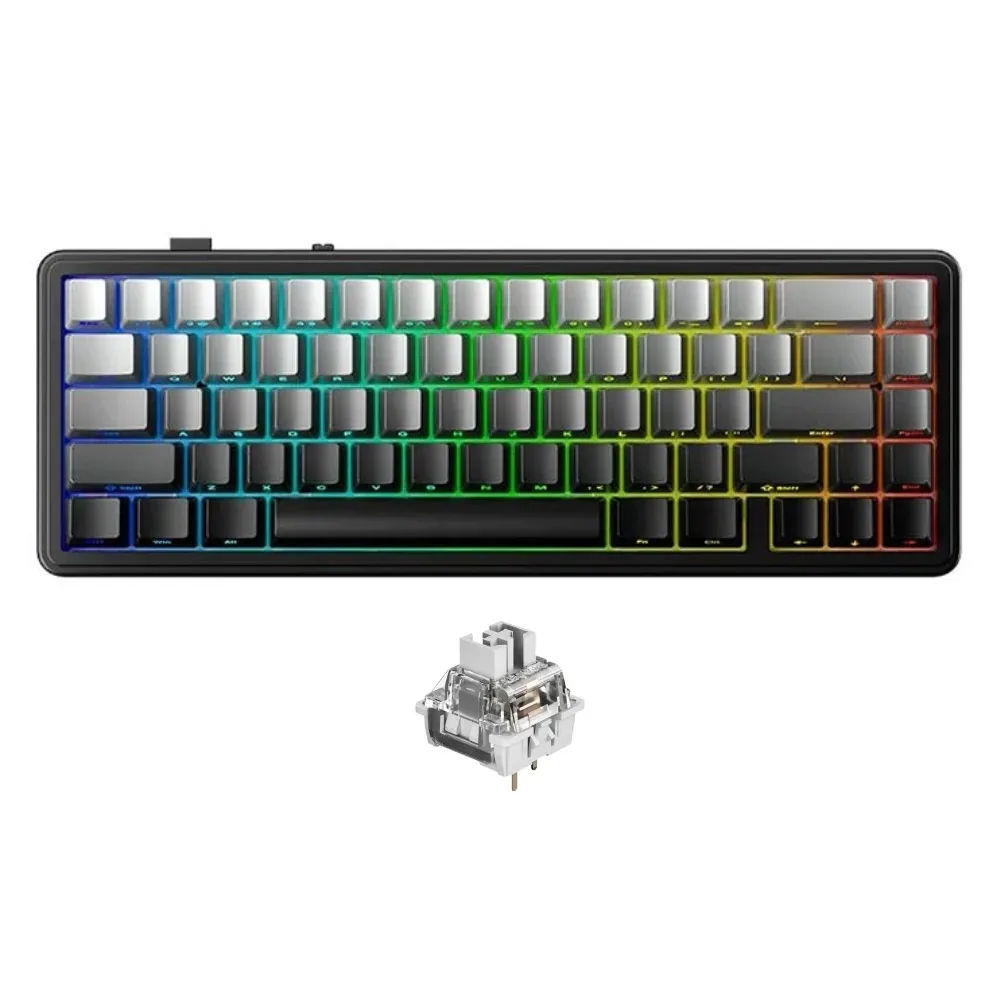 Perifericos Teclado Inalambrico Aula F65 Gradual Grey RGB Switch Grey Wood V3 Gamer Mecanico BT