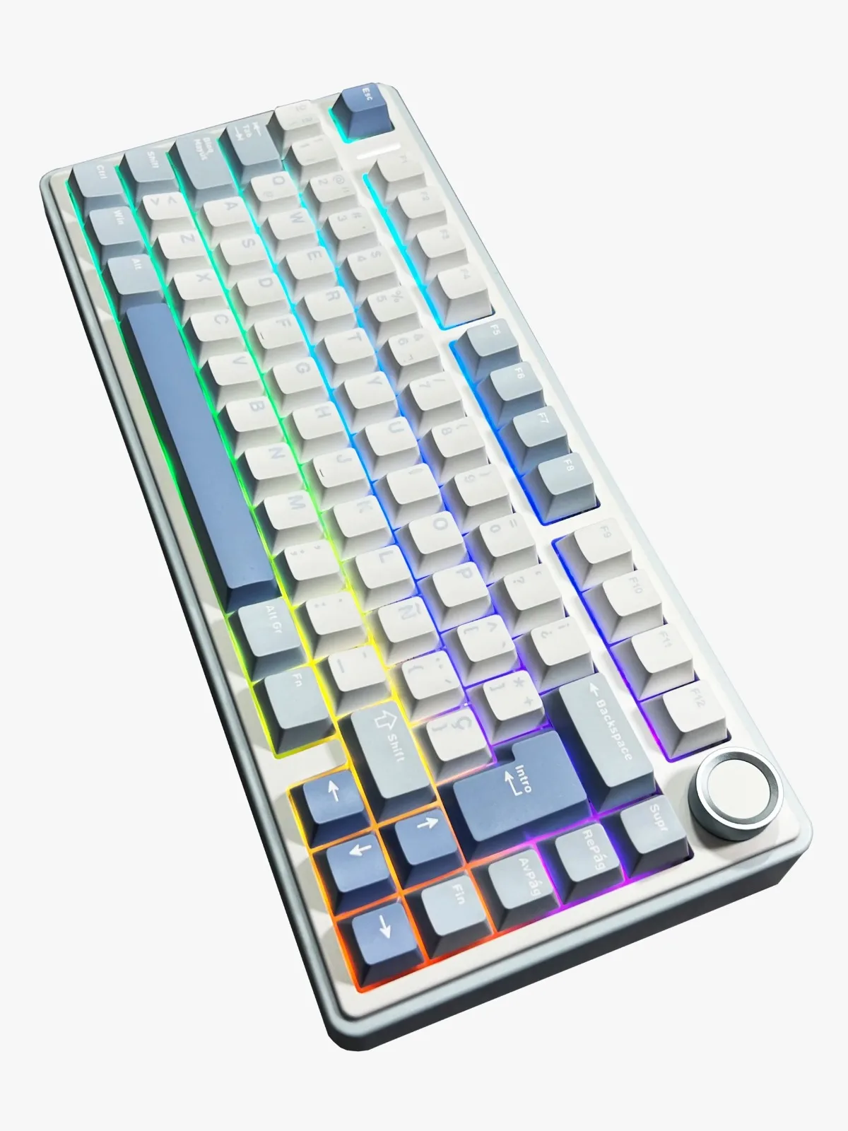 Perifericos Teclado Inalambrico Aula F75 Blue White Dark Blue RGB Switch Reaper Gamer Mecanico BT