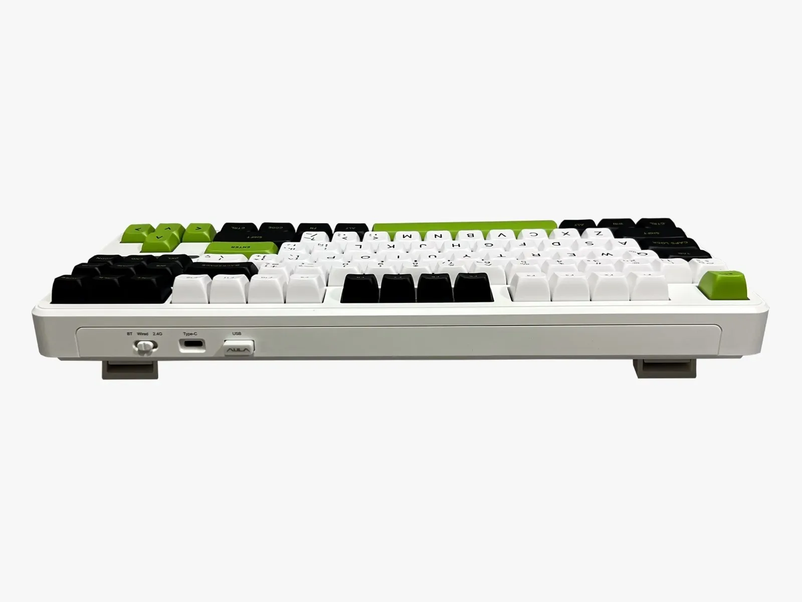 Perifericos Teclado Inalambrico Aula F87 White Black Green Switch GrayWood Gamer Mecanico BT