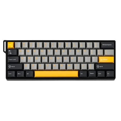 Perifericos Teclado USB Aula WIN60HE Max Dark Grey + Light Grey + Yellow Wing Chun Switch Magnetico Gamer
