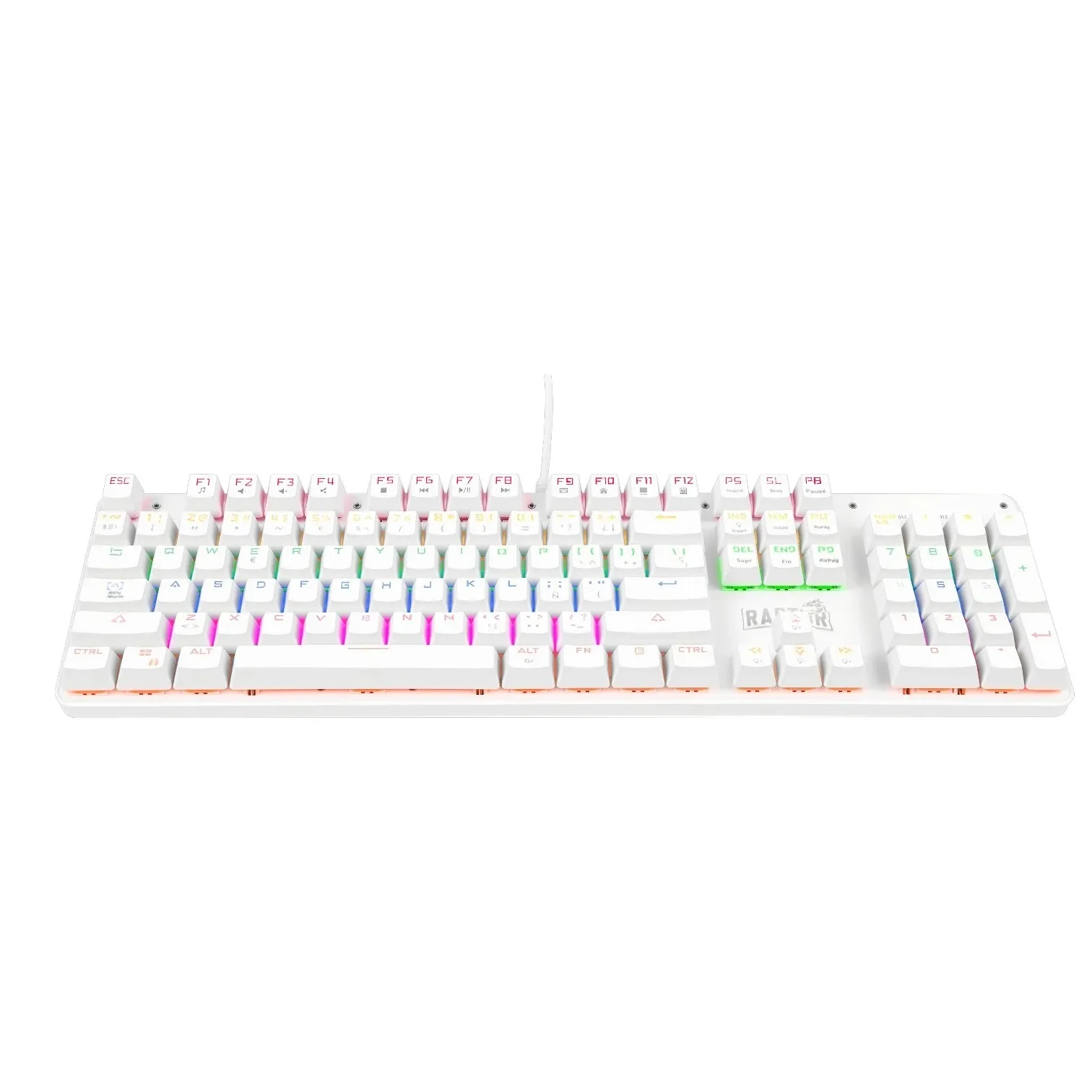 Perifericos Teclado USB Raptor Fireclaw M104 White Switch Red Gamer Mecanico RAP-TEC-MEC-104-WH