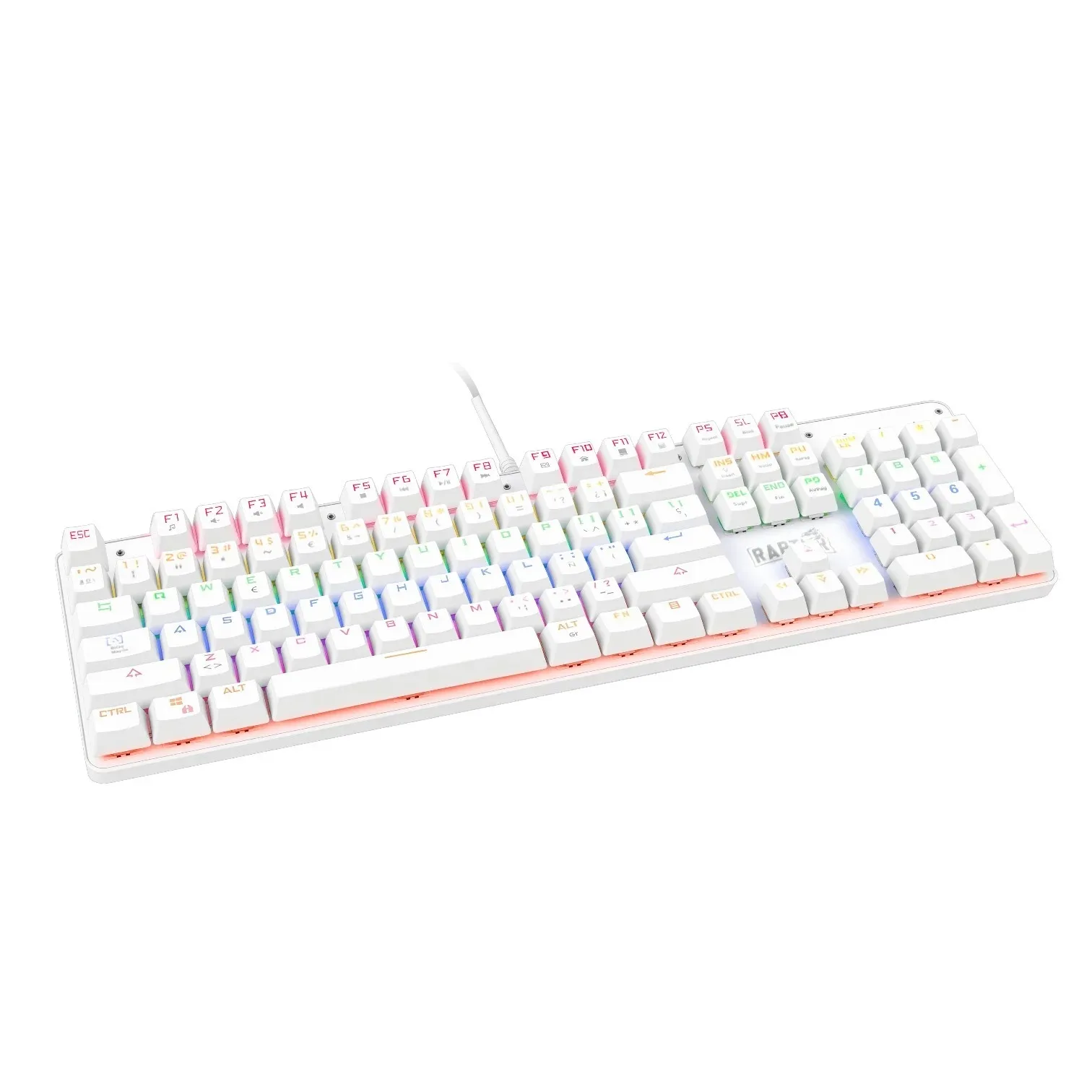 Perifericos Teclado USB Raptor Fireclaw M104 White Switch Red Gamer Mecanico RAP-TEC-MEC-104-WH