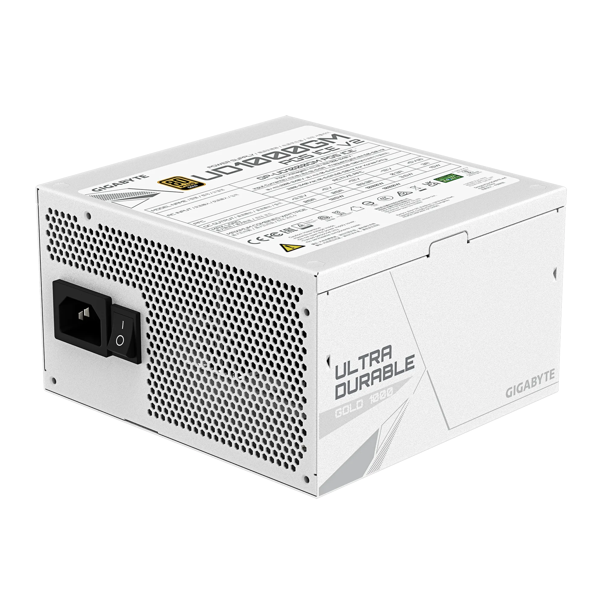 Fuente Certificada Gigabyte 1000W UD White ICE 80 Plus Gold Full Modular GP-UD1000GM PG5 ICE