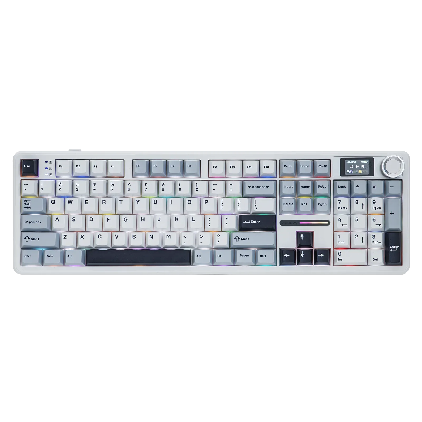 Perifericos Teclado Inalambrico Aula F108 Pro Light Blue + White + Black Purple Switch Reaper Gamer Mecanico BT