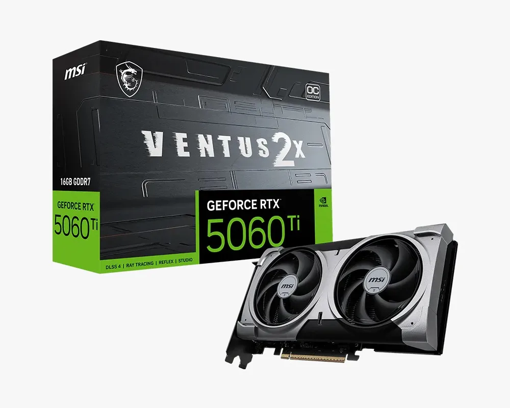 Placa De Video Nvidia Geforce MSI RTX 5060 Ti 16GB Ventus 2X OC Black Plus G506T16V2CBP