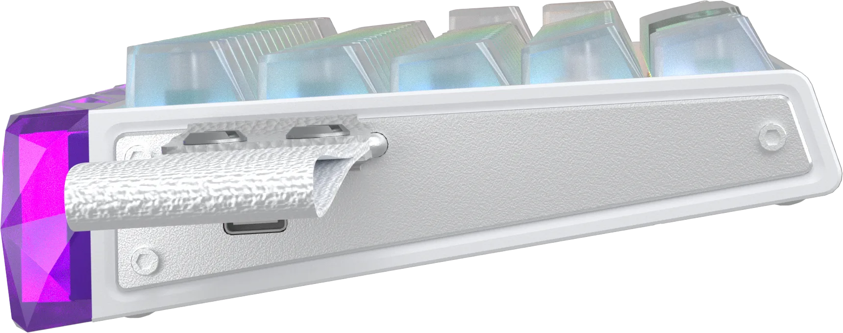 Perifericos Teclado USB Aula Hero 68HE White Translucent Switch Silver Gamer Magnetico