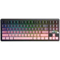 Perifericos Teclado Inalambrico Aula F87 Pro V2 Black + Gradient Black + Pink Degrade Switch X3 Gamer Mecanico BT