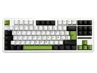 Perifericos Teclado USB Aula F87 Black + White + Green Switch Grey Wood V3 Gamer Mecanico