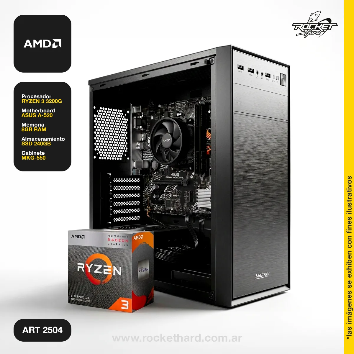 PC KIT RYZEN 3 3200G - 8GB RAM - 240GB - KIT GABINETE