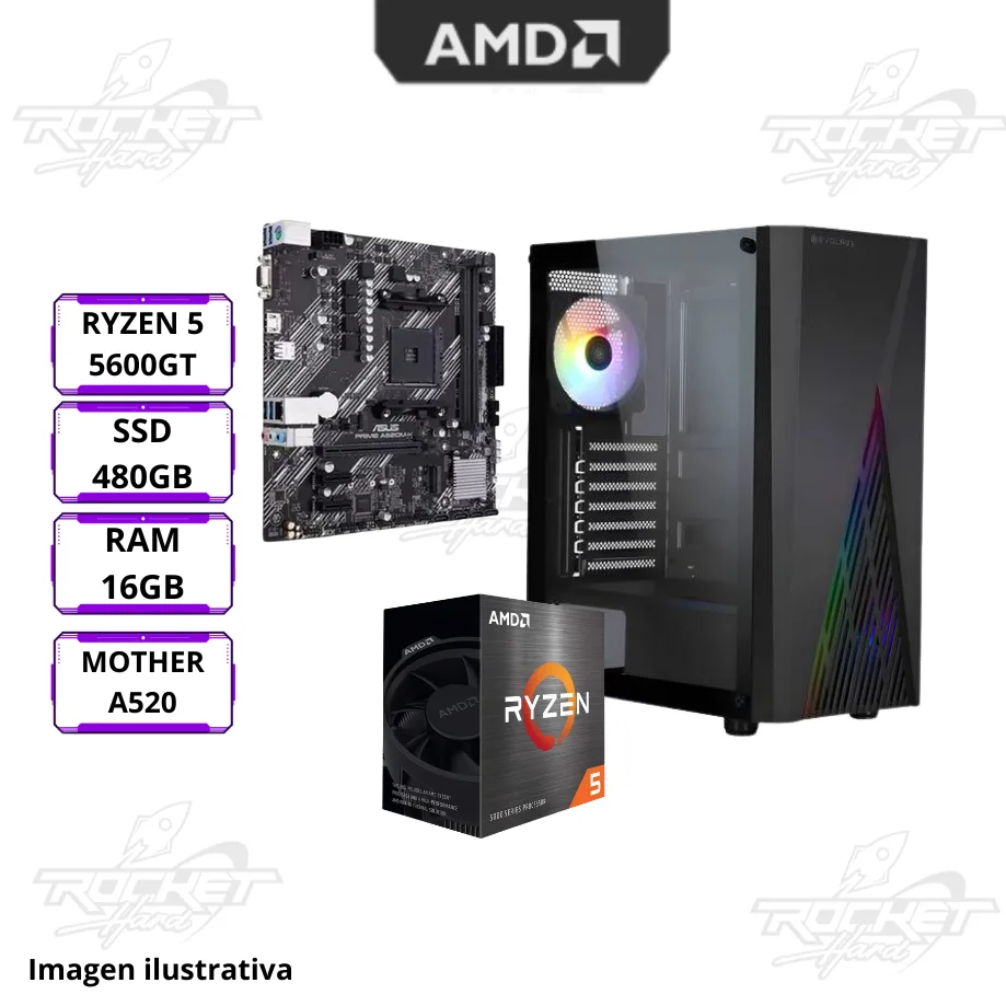 Pc Rocket Ryzen 5 5600gt + 16gb + 480gb + Wifi