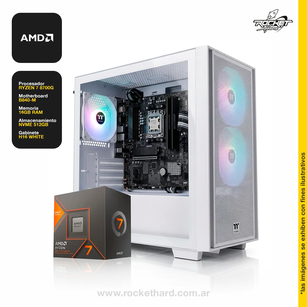 PC ROCKET RYZEN 7 8700G - 16GB - 512GB - 700W - GABINETE RGB