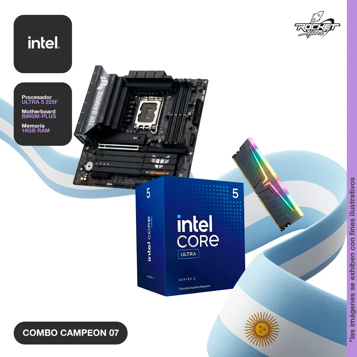 Combo Rocket Intel Ultra 5 225f S/video - 16gb - B860 Wifi