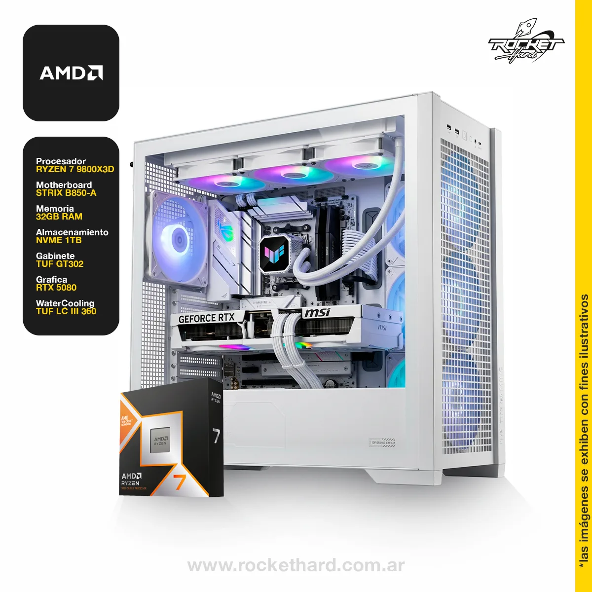 PC ROCKET RYZEN 7 9800X3D AM5 - RTX 5080 - 32GB - 1TB NVME