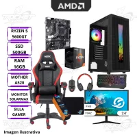Rocket School 04 - Ryzen 5 5600gt - A520m-k - 16gb - 500gb - Gabinete Rgb - Perifericos - Monitor 75hz- Silla Gamer