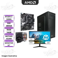PC ROCKET - RYZEN 3 3200G - 16GB - 480GB - KIT GABINETE - MONITOR