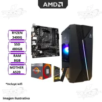 PC ROCKET AMD RYZEN 5 3400G - 8GB - SSD 480GB - WIFI - GABINETE RGB C/ FUENTE 600W