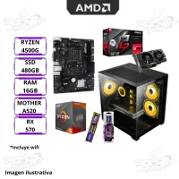 Pc Rocket Ryzen 5 4500 - 16gb - 480gb - Rx570 - 550w - Gabinete Rgb