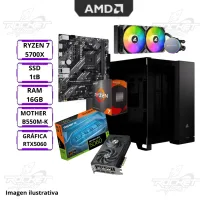Pc Rocket Ryzen 7 5700x - 16gb - 1tb - Rtx 5060  - Water 240 - 750w - Gabinete Rgb