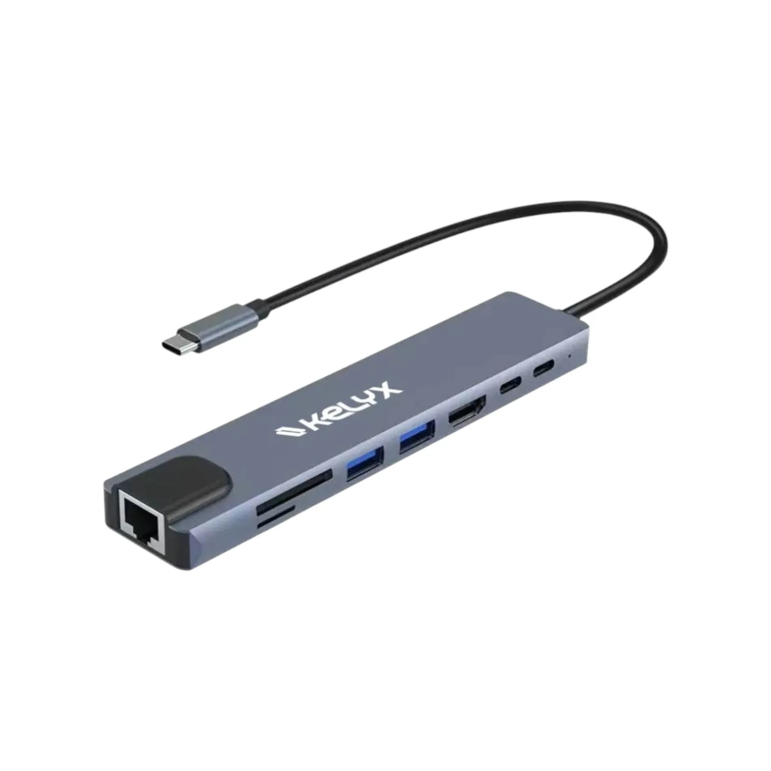 Hub 8 en 1 Kelyx USB C a USB a RJ45 HDMI USB A micro SD