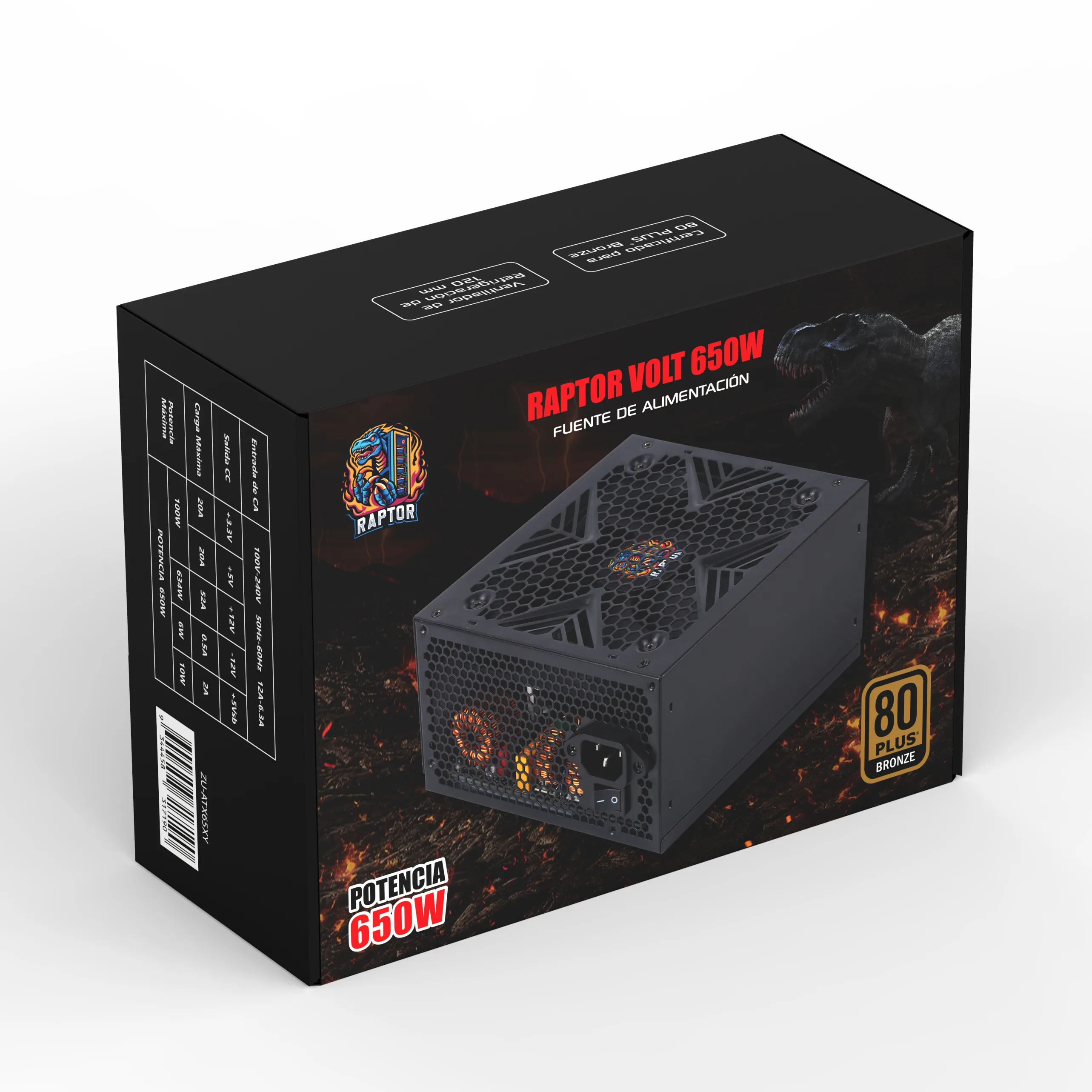 Fuente Raptor Volt 650W PFC Activo 80 plus Bronze
