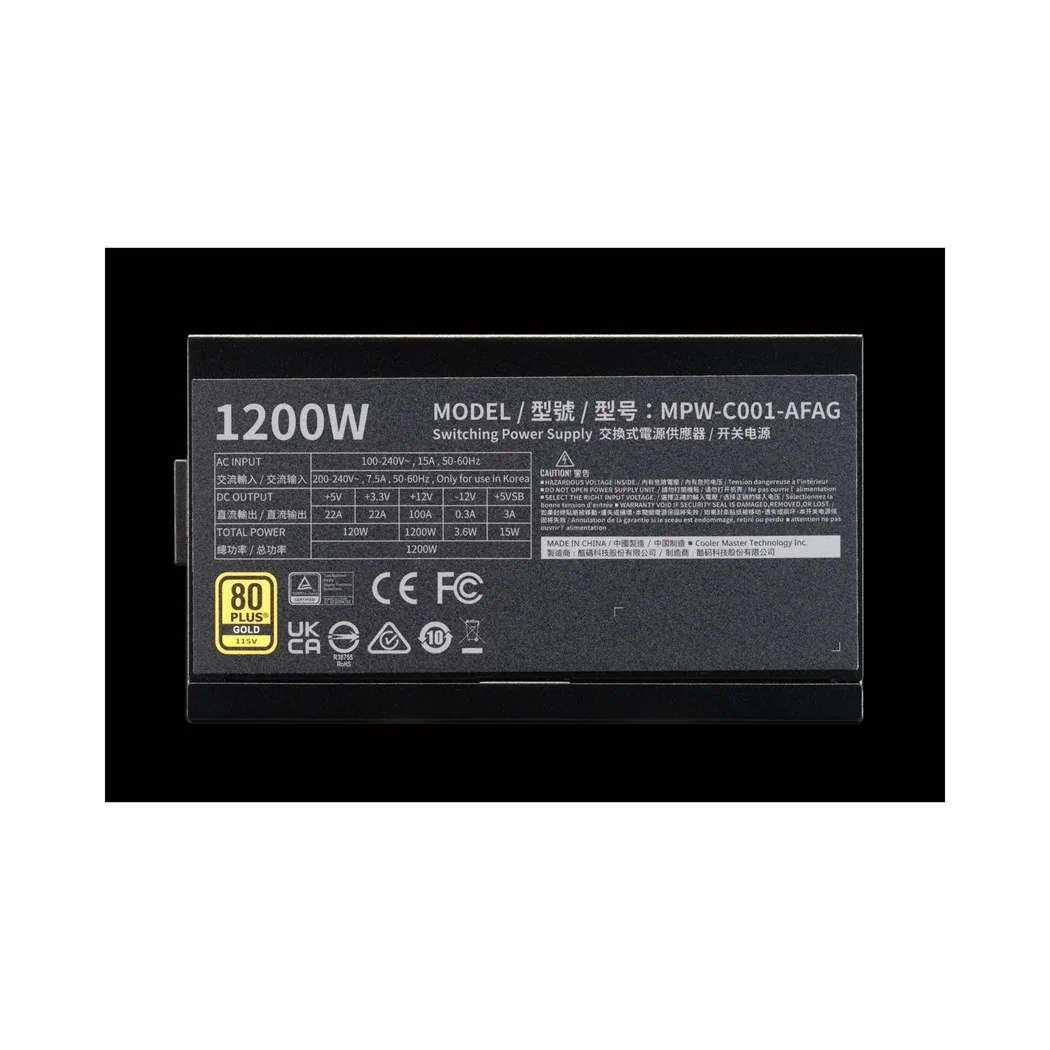 Fuente Cooler Master 1200W Elite 80 plius Gold Full Modular PCIe 5.1 ATX 3.1