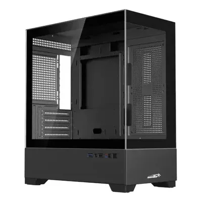Gabinete Sentey H10 negro sin ventiladores con vidrio templado lateral y frontal