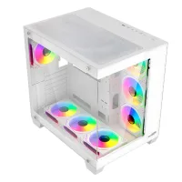 Gabinete Sentey Bearer PRO 7 Coolers ARGB Vidrio Templado lateral y frontal con control remoto Blanco