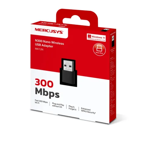Placa WiFi USB Mercusys MA12N 300 Mbps Nano