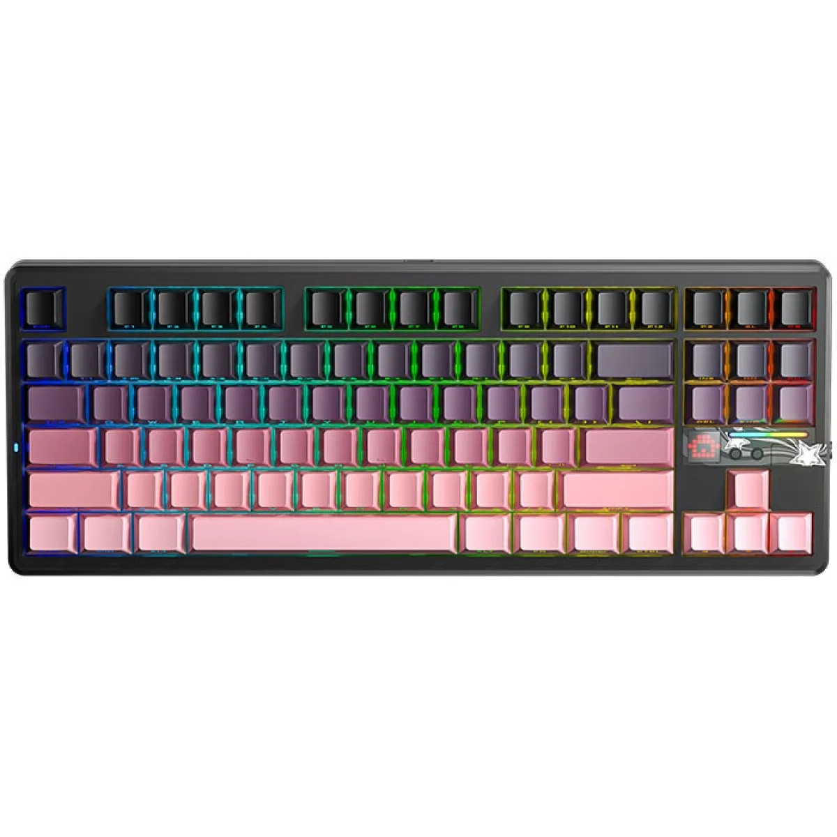 Periféricos Teclado Gamer Aula F87 Pro V2 Black + Gradient Black + Pink Degrade Switch X3 Mecanico BT