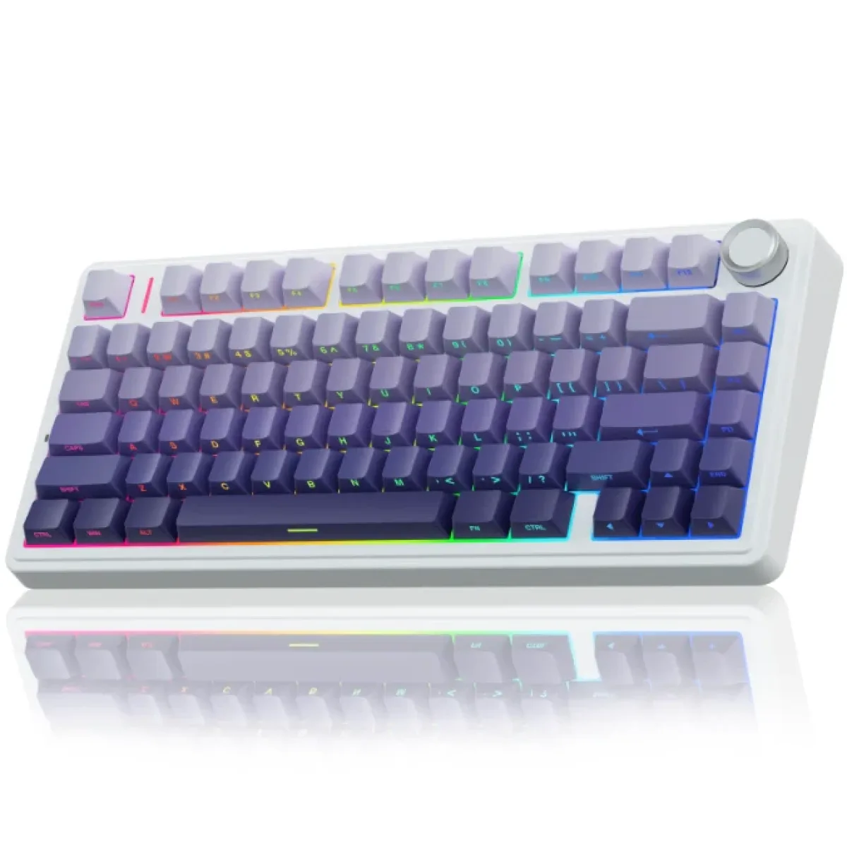 Periféricos Teclado Gamer Aula F75 Pro White + Gradient Purple Star Vector Switch Gamer Mecanico BT