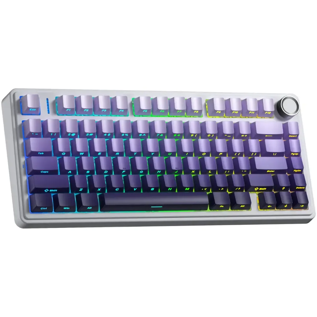 Periféricos Teclado Gamer Aula F75 Pro White + Gradient Purple Star Vector Switch Gamer Mecanico BT
